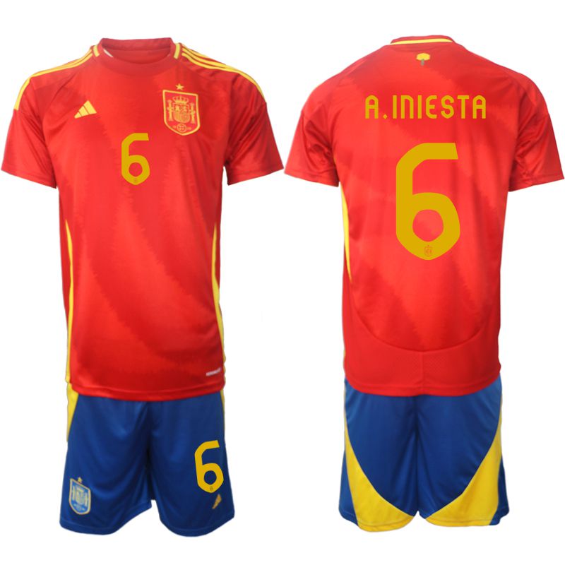 Men 2024-2025 Season Spain home red 6 Soccer Jersey